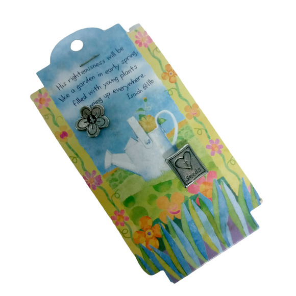 Inspirational Hat Cap Lapel Pin Garden Flower and Seeds Pinbacks Isaiah 61:11b - Picture 1 of 11